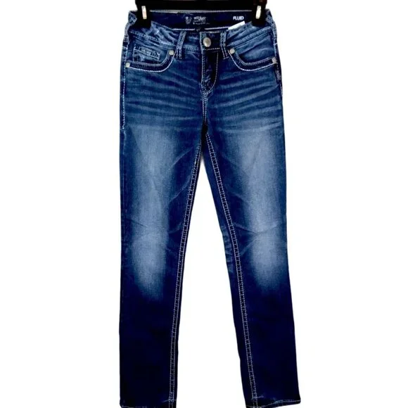 Silver Jeans Suki Mid Straight Denim Blue Jeans W25/L30 - Picture 2 of 8